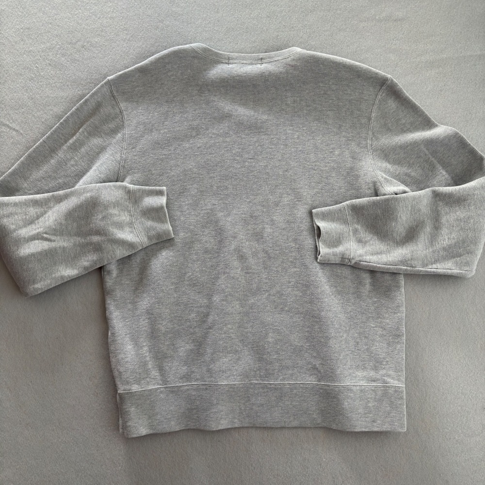 Polo Ralph Lauren Mens V-Neck Sweater Gray Cotton Ribbed Knit Pony Logo Size M - Picture 6 of 8